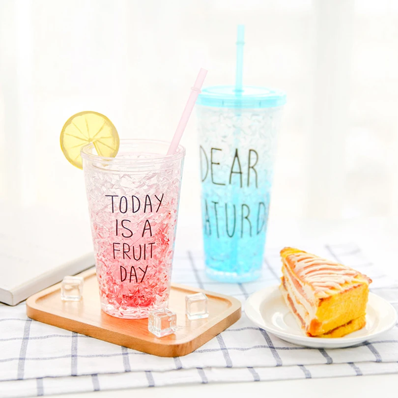 Оригинальное простое стекло с трещин Крутое летнее для сока питьевое двойная