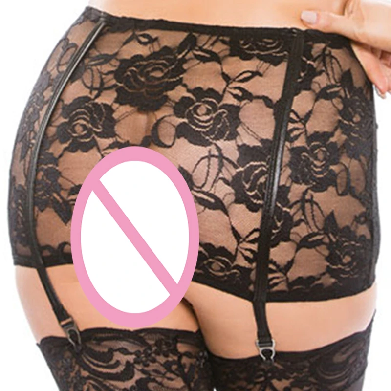 Новинка подвязки из искусственной кожи с кружевом и цветочным рисунком черные