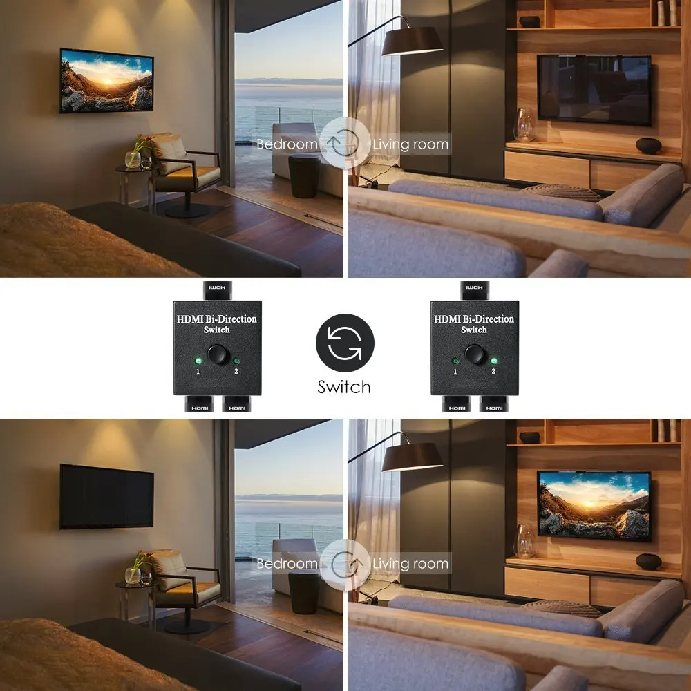 Sanchow HDMI коммутатора 2x1or1x2 Порты и разъёмы Ultra HD 4K @ 60 Гц двунаправленный