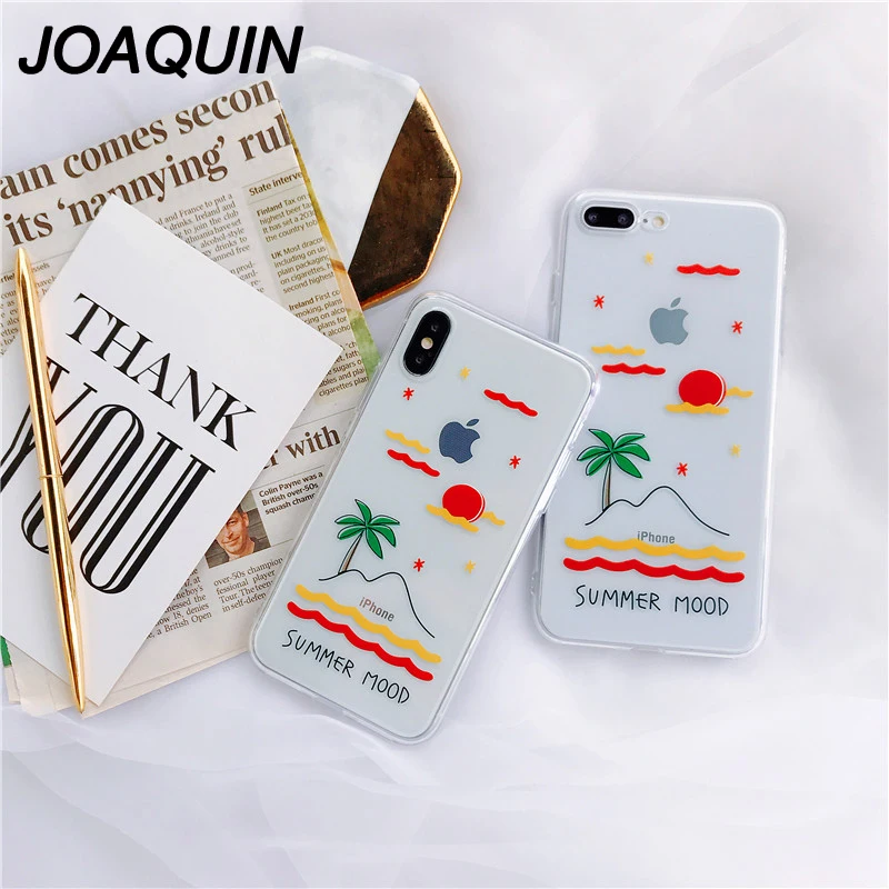 для чехла iPhone X Морской пляж закат CoCo прозрачный мягкий TPU чехлы для телефона 6 6s 7 8 7plus Летний стиль