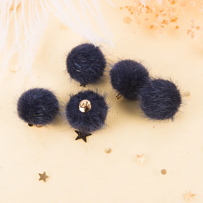 Aiovlo, 24 шт./лот, 15 мм, бусины из плюшевого меха, покрытые шариками, подвески, сделай сам, помпон, бусины, подвеска для ожерелья, браслета, серьги, изготовление ювелирных изделий