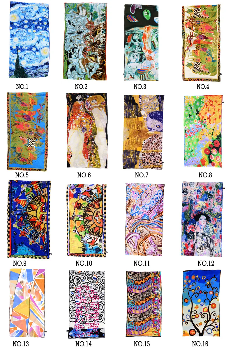 SALUTTO 100% длинный Шелковый женский шарф весенние шали известная картина маслом