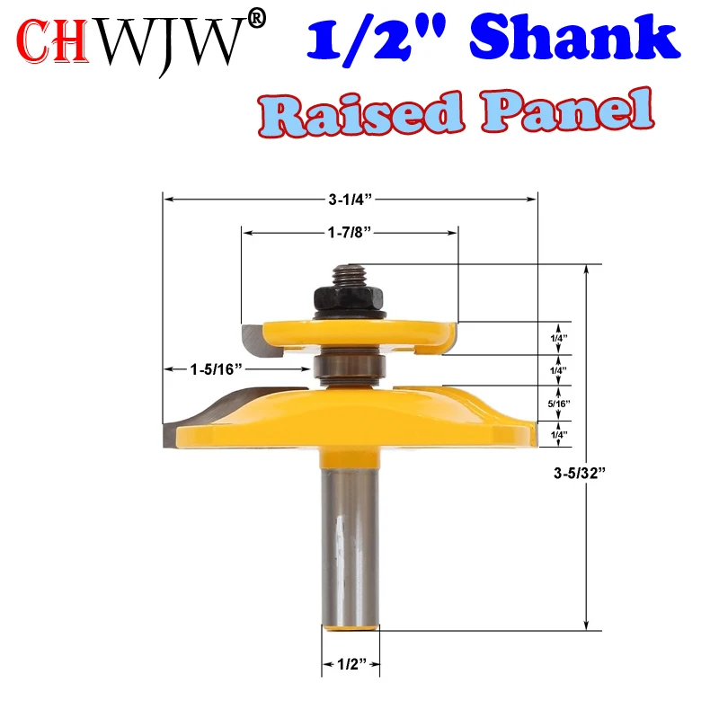 

1PC 1/2" Shank Raised Panel Router Bit with Backcutter - Ogee Woodworking cutter Tenon Cutter for Woodworking Tools CHWJW-12143