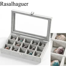 Hot Sale15Grids Velvet Jewelry Box Rings Earrings Necklace Makeup Holder Case Choker Organizer Women Jewellery Storage Packaging