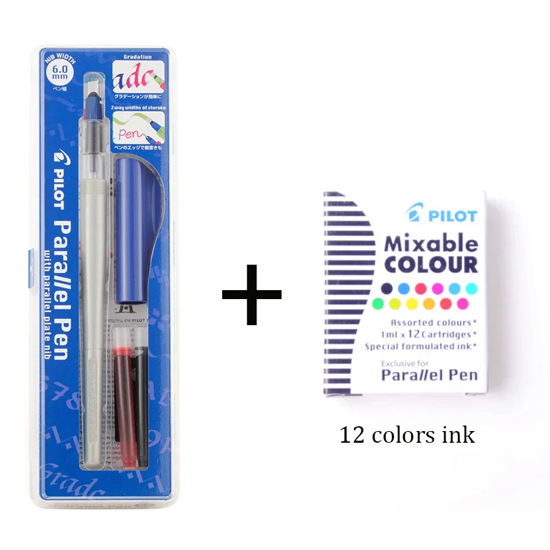 Blue with 12 inks Япония пилот FP3-SS параллельная ручка 1,5 2,4 3,8 6,0 чернила художественная ручка рот ручка английская каллиграфия ручка 12 цветов чернильные картриджи - Цвет: Blue with 12 inks