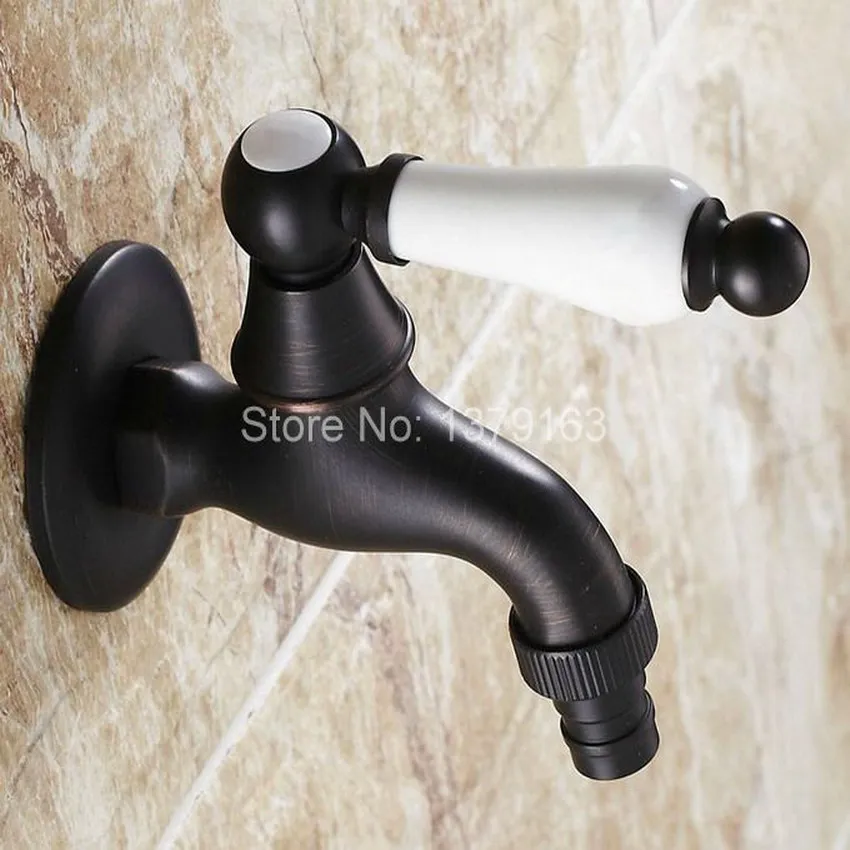 

Black Oil Rubbed Brass White Lever Laundry Bathroom Wall Mounted Mop Water Tap Garden Washing Machine Copper Faucet aav116