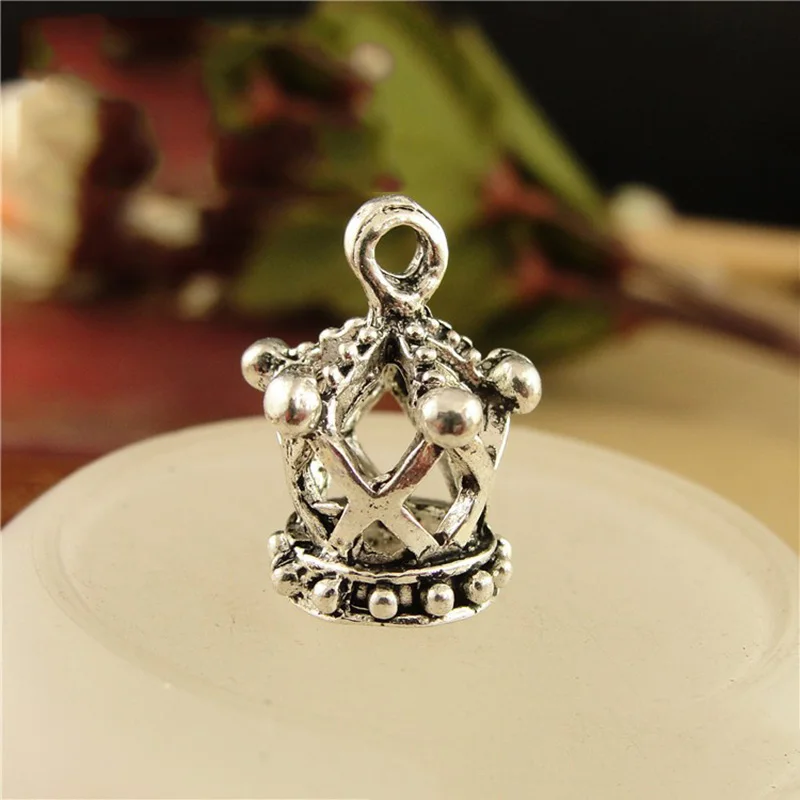 Antique Silver 30 шт Античный Золотой/Серебряный Цвет Корона Бусины шармы-соединители концевые бусины Крышка для браслета ожерелье DIY ювелирных изделий - Цвет: Antique Silver