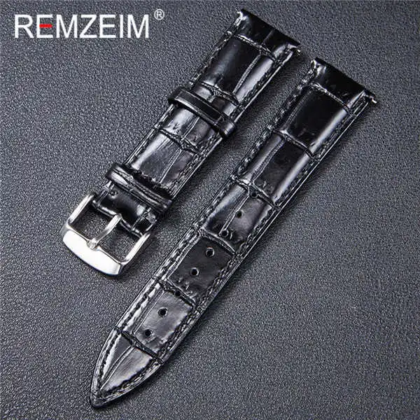 black 18mm 20mm 22mm Double Sided Genuine Leather Watch Band Strap Quick Release Cowhide Watchband Belt With Steel Buckle Free Tool - Цвет ремешка: black