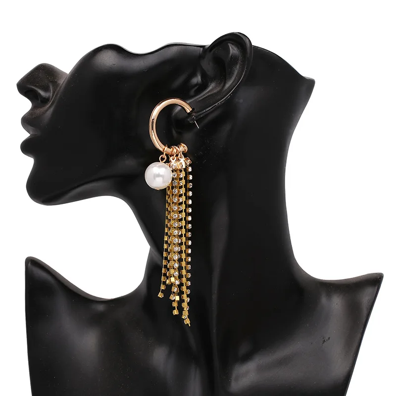 Fashion Earrings Wholesale New Women Chain Simulated Pearl Tassel Vintage Statement Drop 2018 Jewelry Earings | Украшения и