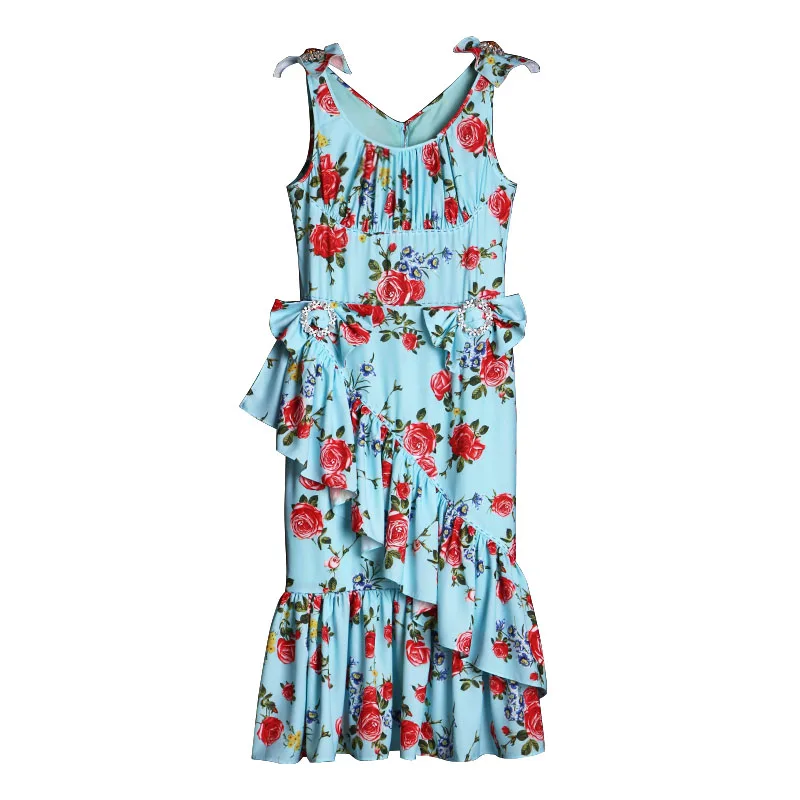 Женское винтажное платье без рукавов ярко оранжевое подиумное Платье с принтом