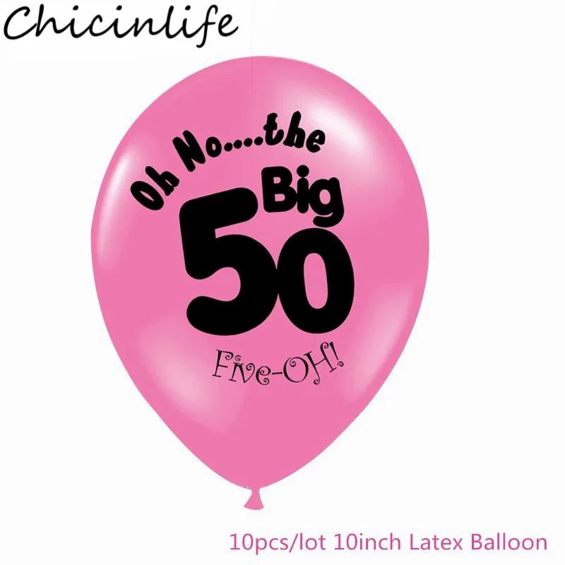 Chicinlife 10 шт черные/розовые 10 дюймов 30 40 50 60 лет латексные шары взрослые юбилей С Днем Рождения Декор поставки - Цвет: Pink 50