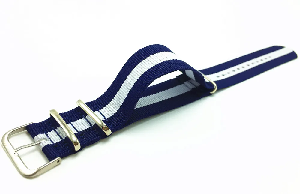 24 мм нато G10 синий белой полосой армия ремешок группы спорт для часов | Наручные