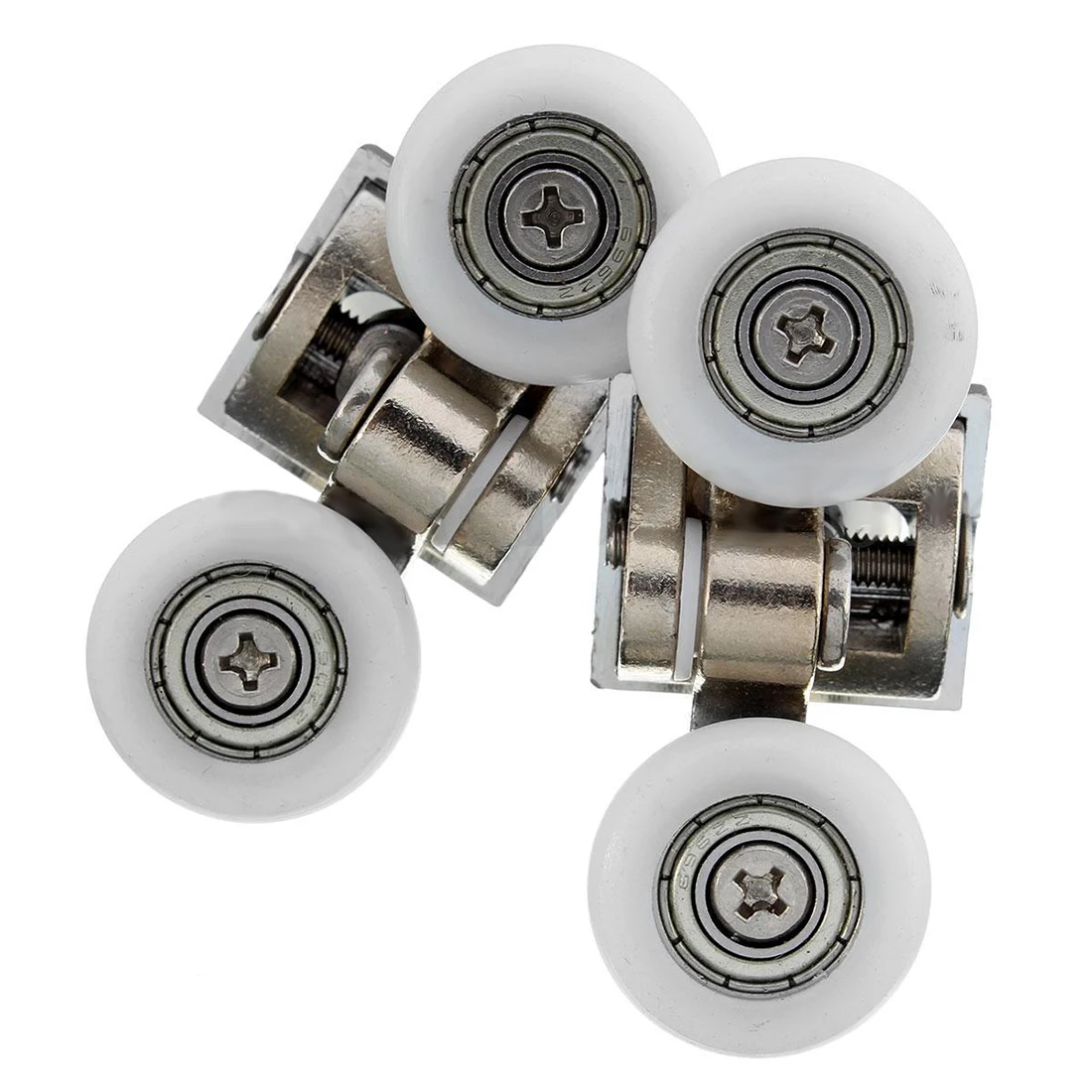 2x Twin Wheels Top Bottom Bathroom Shower Door Rollers Runners 23mm Silver | Обустройство дома