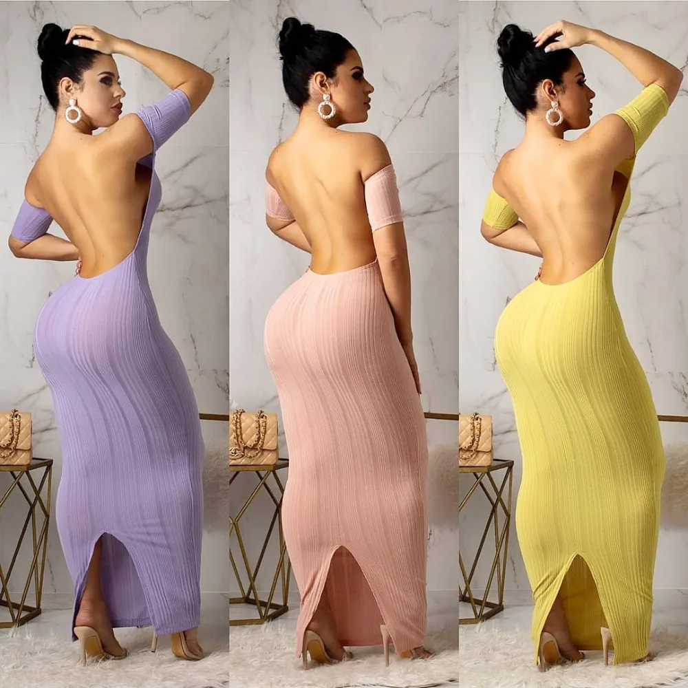 Wjustforu Повседневное платье с открытой спиной женское модное сексуальное