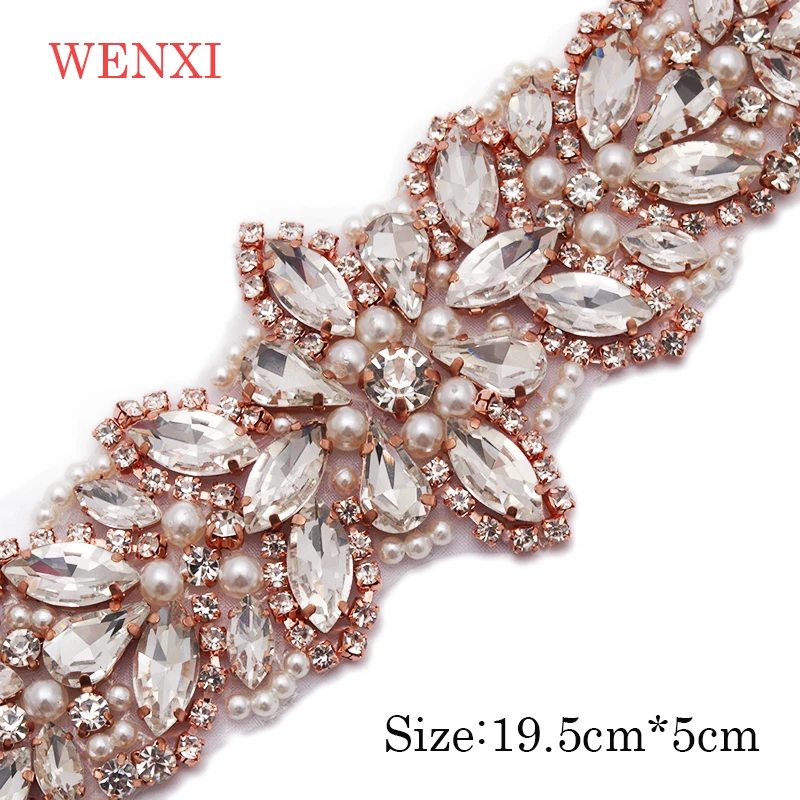 WENXI 30pcs Wholesale Bridal Gown Sash Crystal Rhinestonesd Appliques Sewing On For Wedding Dress Accessory WX940 | Дом и сад