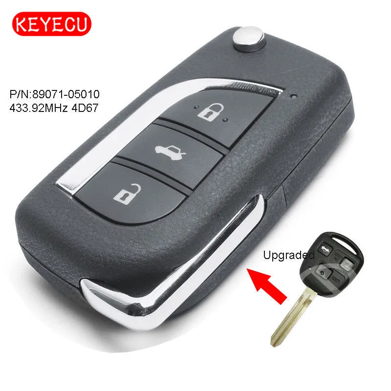 Обновленный дистанционный ключ Keyecu с чипом 433 92 МГц 4D67 для Toyota Avensis 2003 2008 FCC: 89071