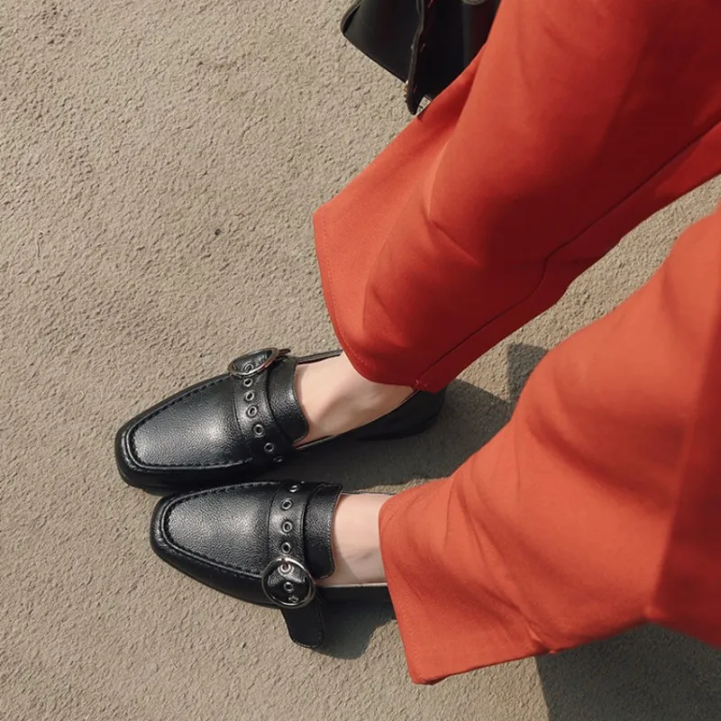 plus size 34-43 Soft Leather Oxford Shoes Flats Fashion Women Shoes Buckle Casual Moccasins Loafers Ladies Shoes zapatos mujer