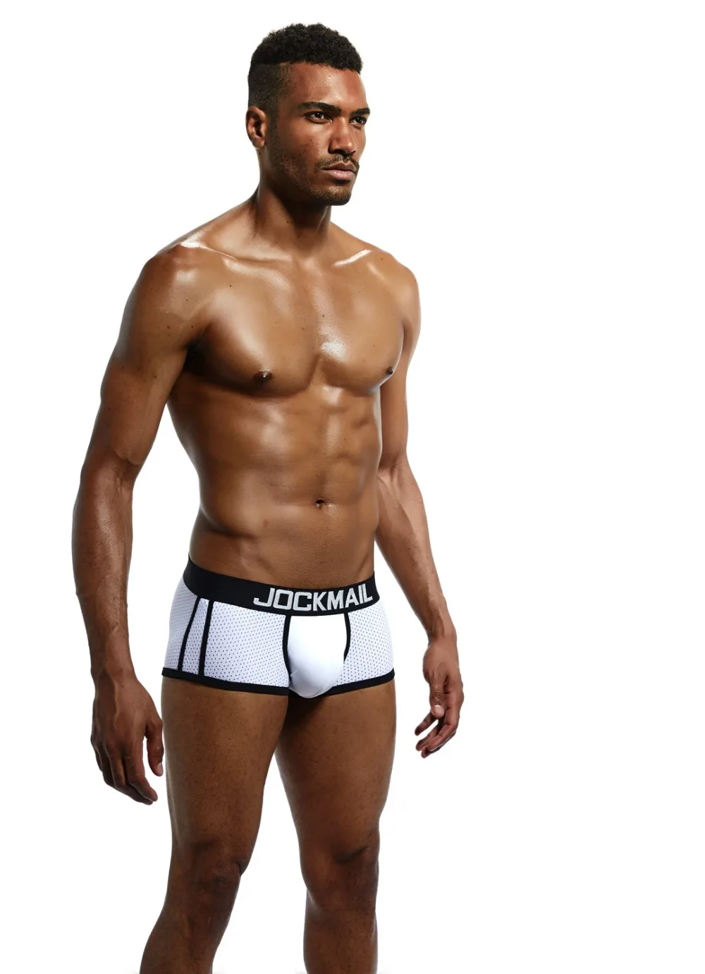 JOCKMAIL Брендовое нижнее белье, боксеры для мужчин, дышащие сетчатые мужские боксеры, мужские трусы, сексуальные трусы с мешочком для пениса, мужские трусы
