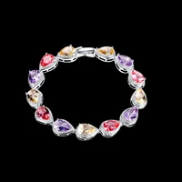 ocean melody silver color plated lab multicolor cubic zirconia bracelets bangles for women jewelry 20cm 7 87 inch ab2002