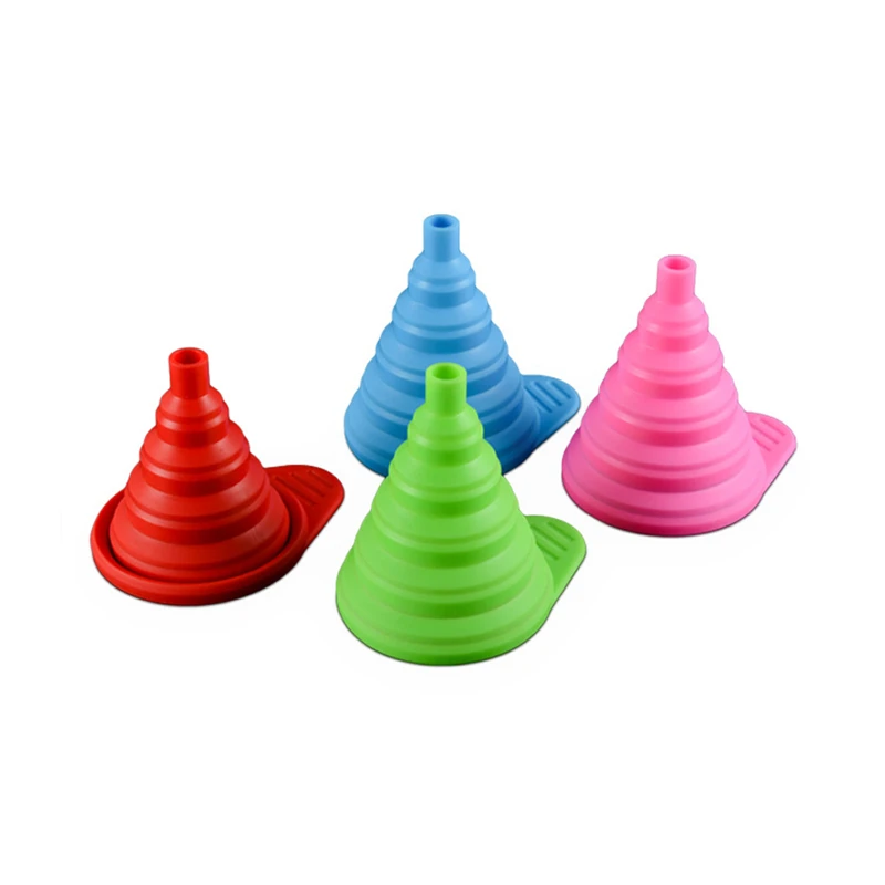 

1PC Silicone Collapsible Foldable Funnel Food Grade Folding Telescopic Funnel for Transferring of Liquid Fluid (Random Color)