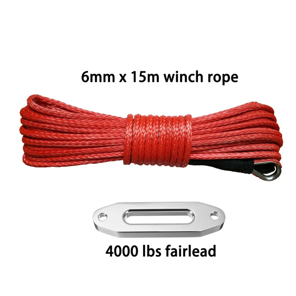 6 мм * 15 м & 4000LBS Fairlead UHMWPE синтетическая лебедка веревка/кабель для ATV UTV