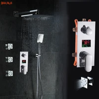 bathroom showerset 3 functions massage jets led digitaldisplay shower mixer concealed shower faucet 8 inch rainfall shower head