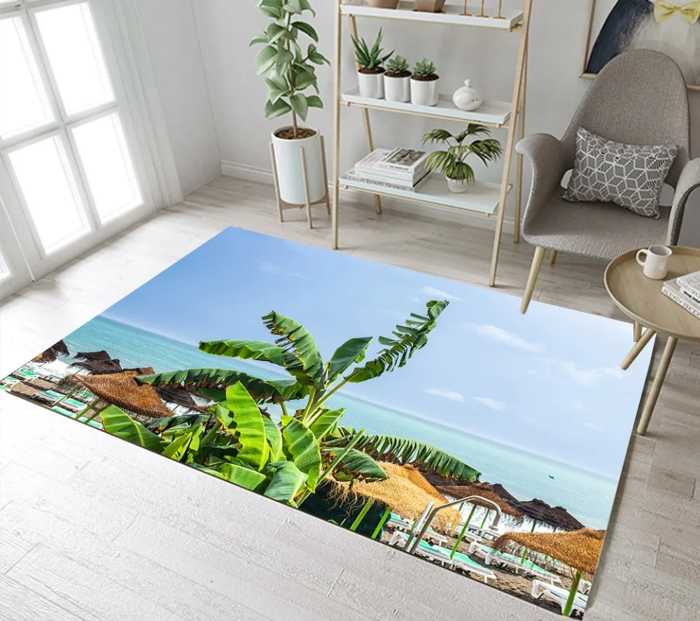 INS стиль зеленый лист ладони Прохладный гостиной области коврики детская комната