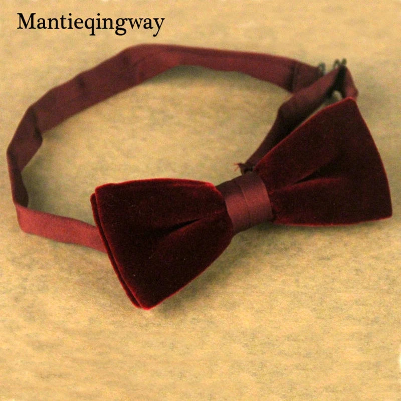 Мужские галстуки бабочки Mantieqingway вельветовые для свадьбы или однотонные черного
