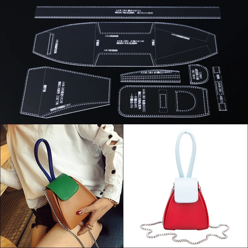 1Set Acrylic Stencil Laser Cut Template DIY Leather Handmade Craft Handbag Sewing Pattern 14*15*14cm | Дом и сад