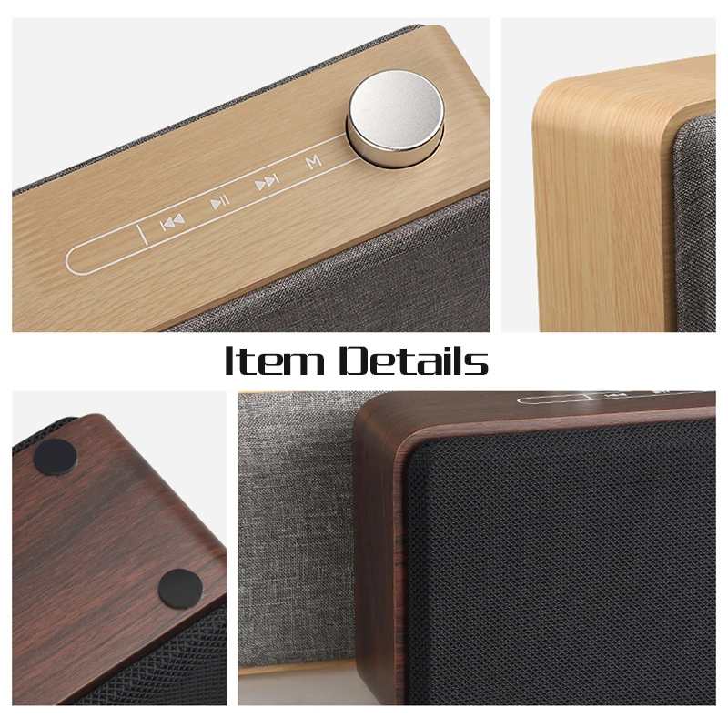 Сенсорный деревянный Bluetooth динамик супер бас портативный сабвуфер Музыка