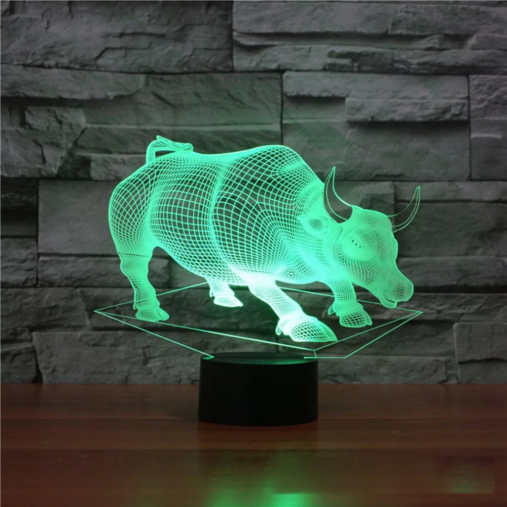 Bull 3светодио дный 3D свет Красочный светодиодный Vision Light подарок атмосфера