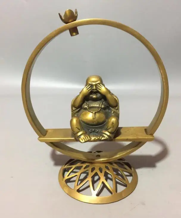 Собрать изысканные латунные ручной работы Maitreya Будда обратного потока
