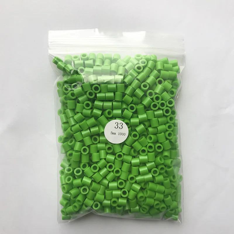 Light Green 33 1000 Beads/Bag 5mm Perler Artkal Beads 37 Colors Available Material Bag DIY Cartoon Making Tube Colorful Beads Educational Toys - Цвет: Light Green 33