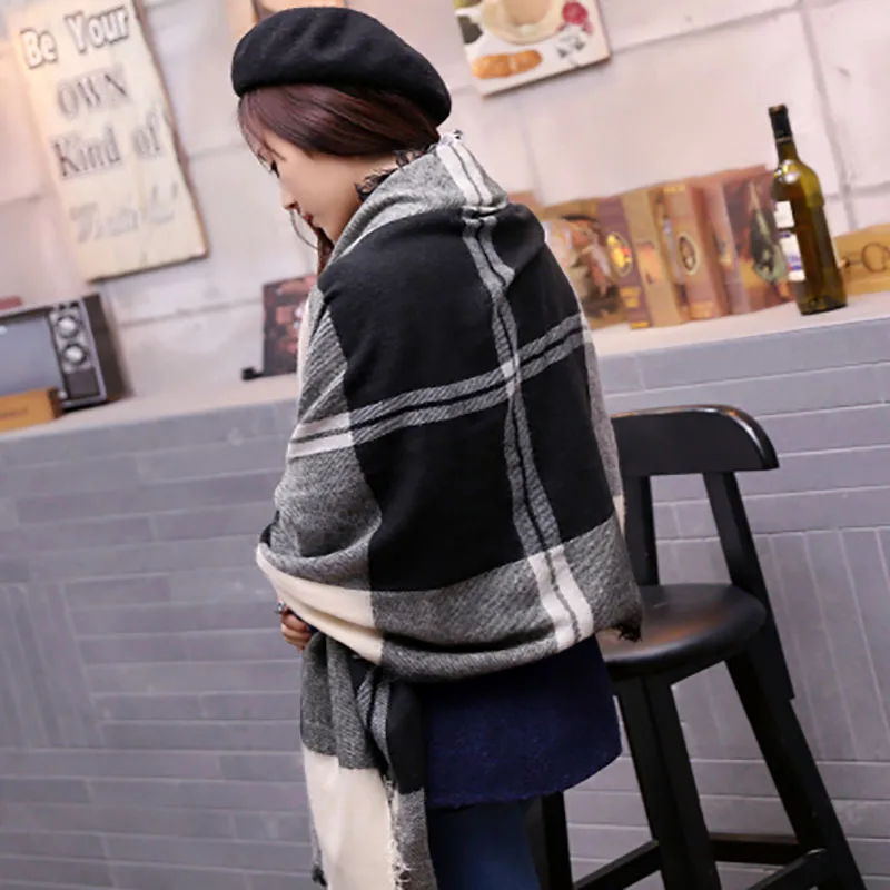 Брендовое кашемировое дизайнерское одеяло шарф в клетку Женская модная теплая