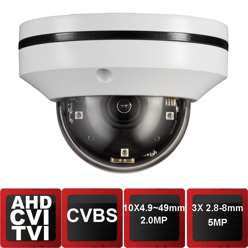 Аналоговый AHD TVI CVI CVBS 5MP мини IR PTZ Ночное видение зум Купол Камера объектив с