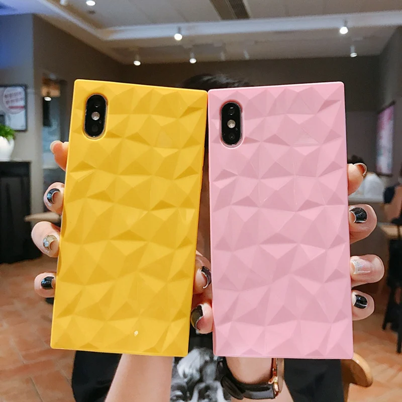 Diamond-shaped square diamond pattern all-inclusive anti-fall soft shell for iphone XS Max XR X 6 6S 7 8Plus |