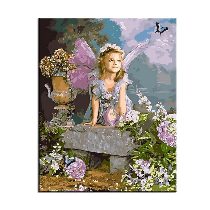 angel painting 1 Раскраска по номерам, краска по номерам, картина, собака, живопись, каллиграфия - Цвет: angel painting 1