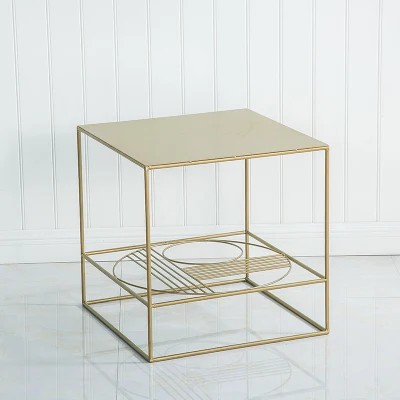 Style A 45X45X45H cm Прикроватный столик из кованого железа, простой современный журнальный столик, скандинавский диван, угловой столик, маленький квадратный столик - Цвет: Style A 45X45X45H cm