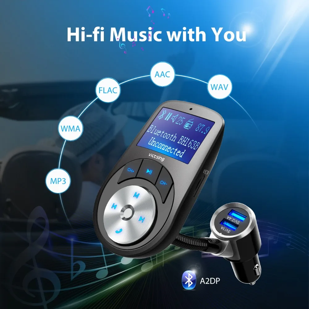 Беспроводной автомобильный комплект Bluetooth VicTsing fm-передатчик аудиоадаптер
