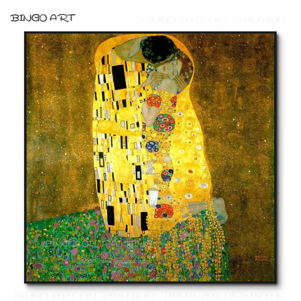 

Professional Artist Hand-painted Top Quality Gustav Klimt Kiss Oil Painting on Canvas Reproduce Famous Artwork Kiss Oil Painting