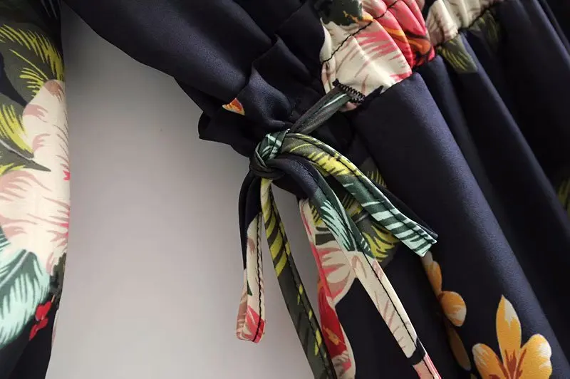 2019 женское винтажное платье с маленьким стоячим воротником и цветочным принтом