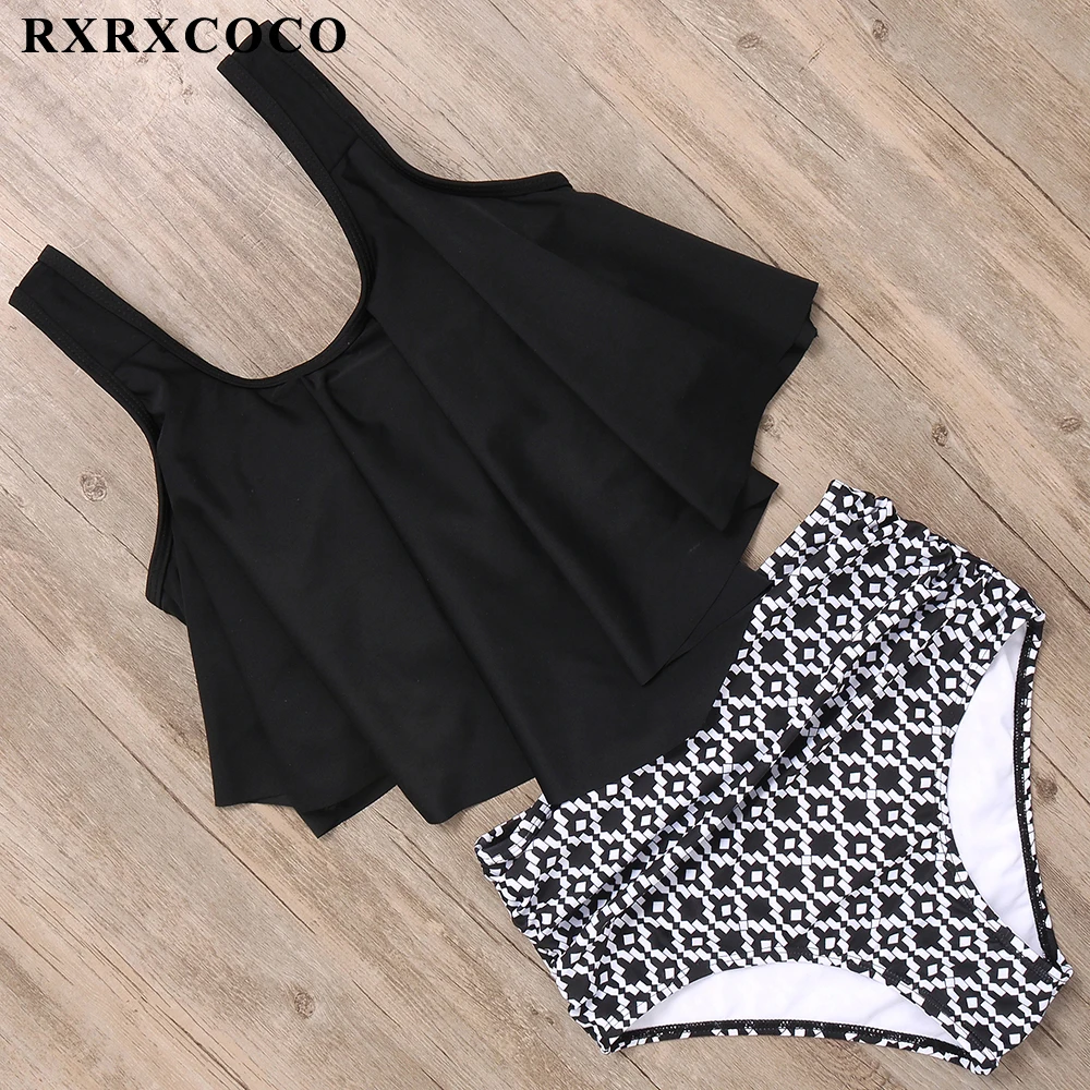 RXRXCOCO,, сексуальное бикини,, Mujer, купальник с оборками, женский, пуш-ап, высокая талия, бикини, набор, Bnadage, бикини, Одноцветный Купальник для женщин