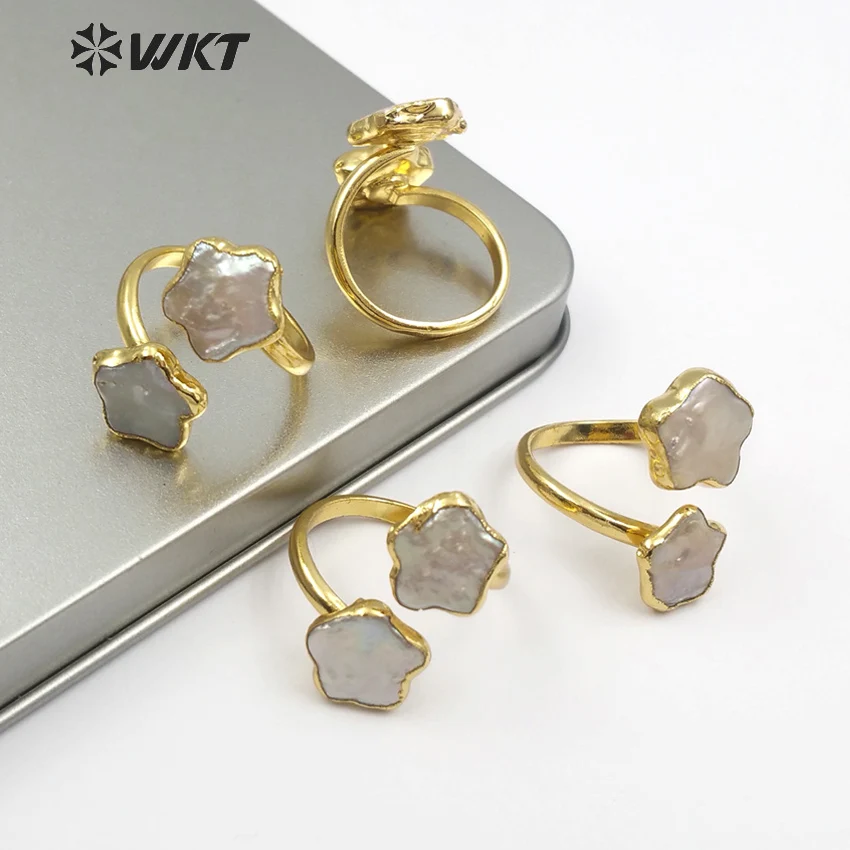WT-R327 WKT стильное маленькое и милое Золотое кольцо с жемчугом в горошек женское