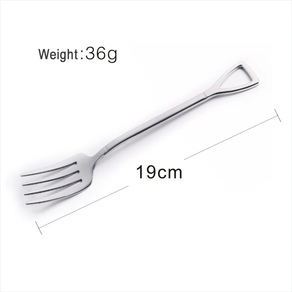 Large Fork Нержавеющая сталь креативная Лопата Форма Ложка Вилка для фруктового салата посуда столовые вилки мороженое Десерт чайные ложки Пикник Кемпинг - Цвет: Large Fork