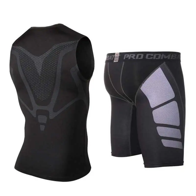 Мужские спортивные комплекты для бега профессиональная компрессионная футболка