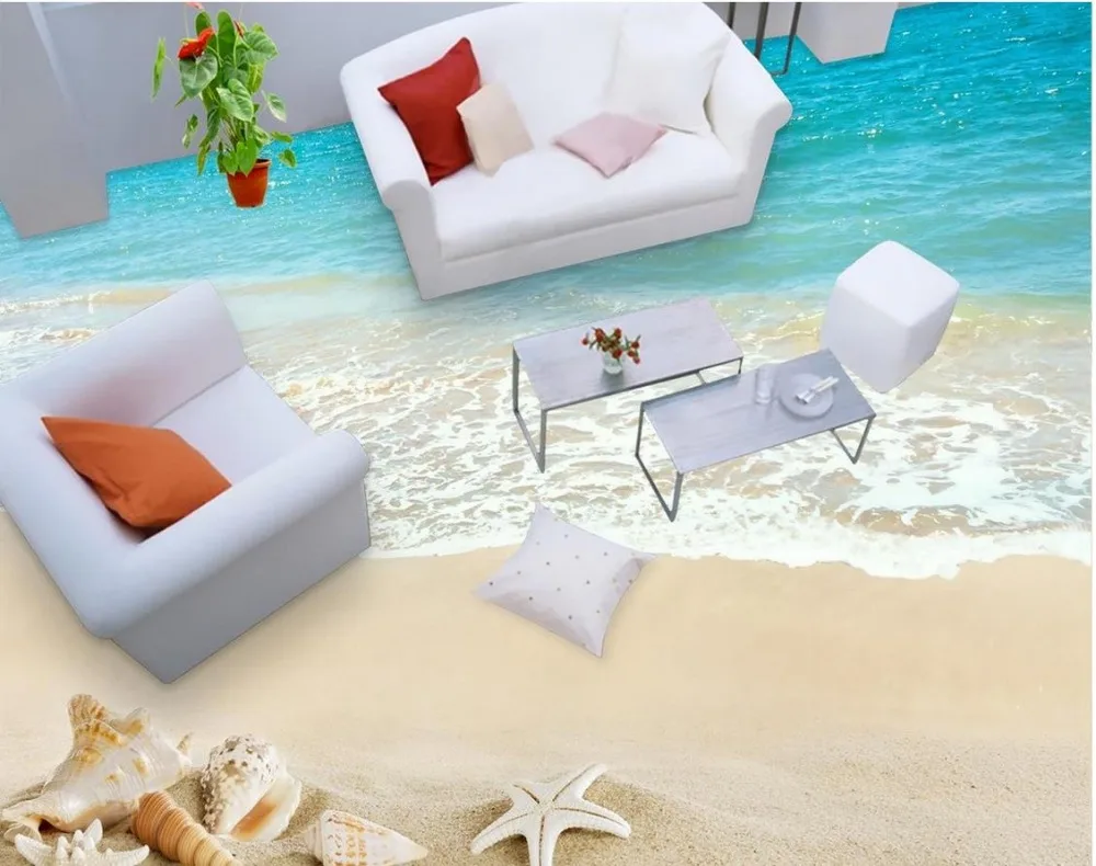 Водонепроницаемые 3d обои для пляжа настенное Фотообои|floor mural|3d flooringfloor wallpaper |