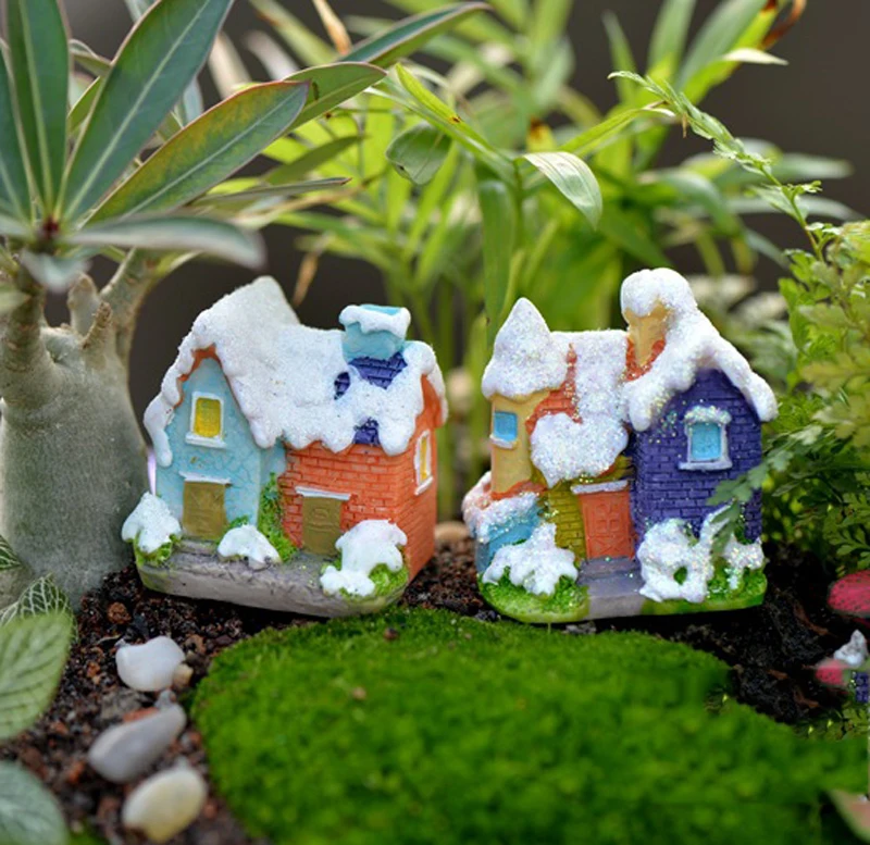 1 шт. рождественские снежные домики из смолы миниатюрное ландшафтное украшение