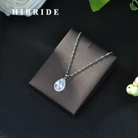 hibride new fashion water drop shaped cz zirconia crystal pendant necklace for elegant women bride wedding jewelry p15
