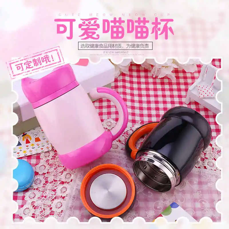 RUIDA 420 мл модные кружка с изображением кошачьей мордочки двойной нержавеющая