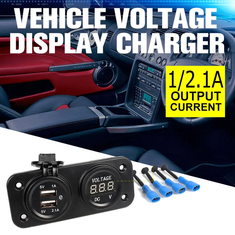 1A 2.1A 5V LED двойной USB порт зарядное устройство вилка DC Цифровой вольтметр розетка
